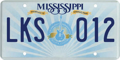 MS license plate LKS012