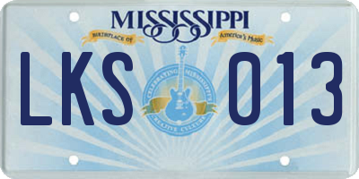 MS license plate LKS013