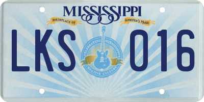 MS license plate LKS016
