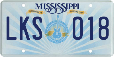 MS license plate LKS018