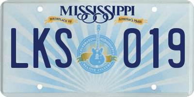 MS license plate LKS019