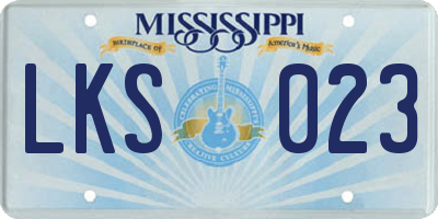 MS license plate LKS023