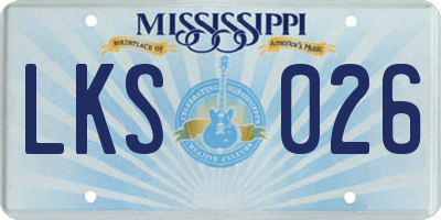 MS license plate LKS026