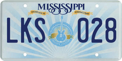 MS license plate LKS028