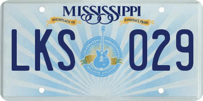 MS license plate LKS029