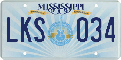 MS license plate LKS034