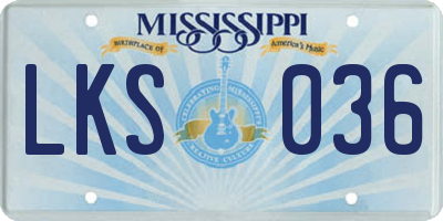MS license plate LKS036