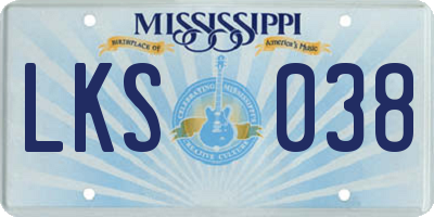 MS license plate LKS038