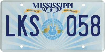 MS license plate LKS058