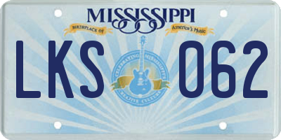 MS license plate LKS062