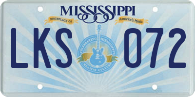 MS license plate LKS072
