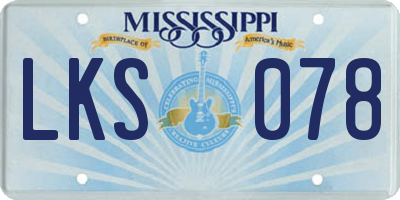 MS license plate LKS078