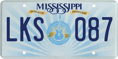 MS license plate LKS087