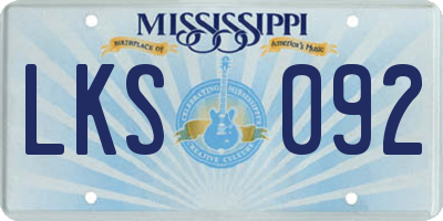 MS license plate LKS092