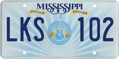 MS license plate LKS102