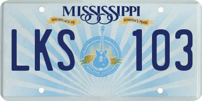 MS license plate LKS103