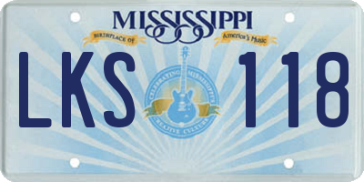 MS license plate LKS118