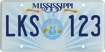 MS license plate LKS123