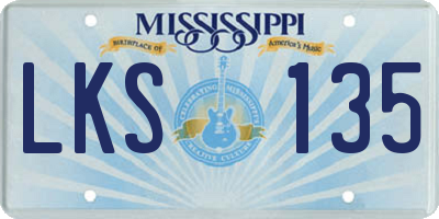 MS license plate LKS135