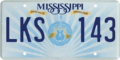 MS license plate LKS143