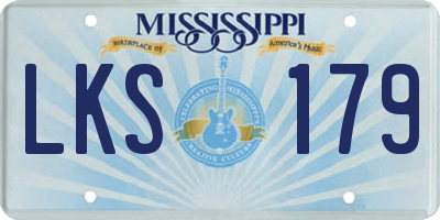 MS license plate LKS179