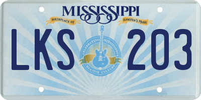 MS license plate LKS203