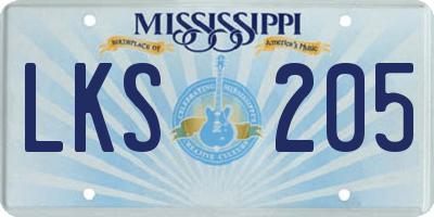 MS license plate LKS205