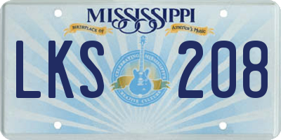 MS license plate LKS208