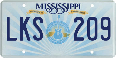 MS license plate LKS209
