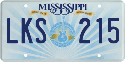MS license plate LKS215