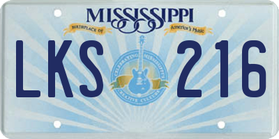 MS license plate LKS216