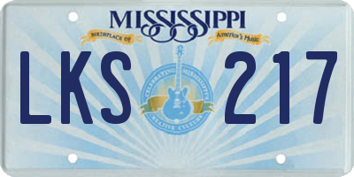 MS license plate LKS217