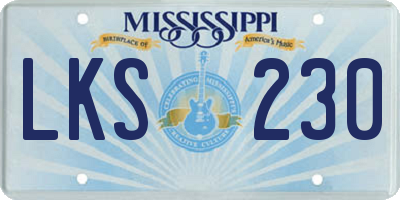 MS license plate LKS230