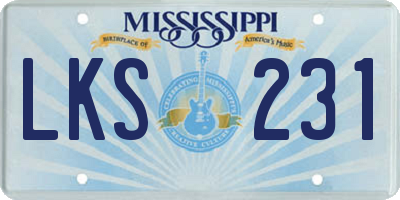 MS license plate LKS231
