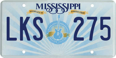 MS license plate LKS275
