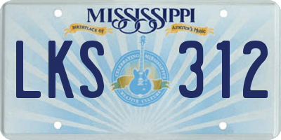 MS license plate LKS312