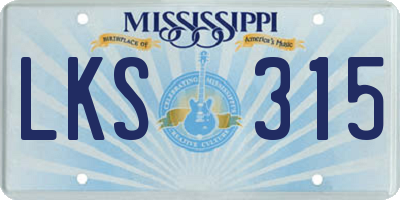 MS license plate LKS315