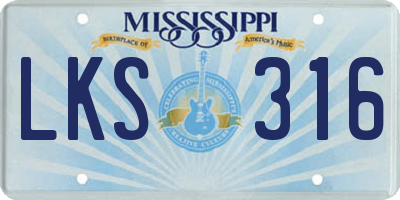 MS license plate LKS316