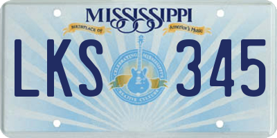 MS license plate LKS345
