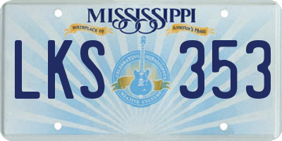 MS license plate LKS353