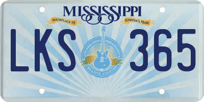 MS license plate LKS365