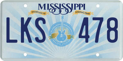 MS license plate LKS478