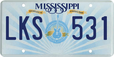 MS license plate LKS531