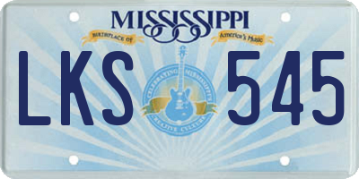 MS license plate LKS545