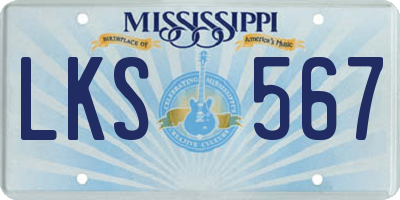 MS license plate LKS567