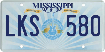 MS license plate LKS580