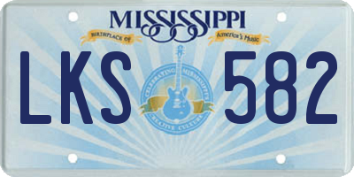 MS license plate LKS582