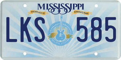 MS license plate LKS585