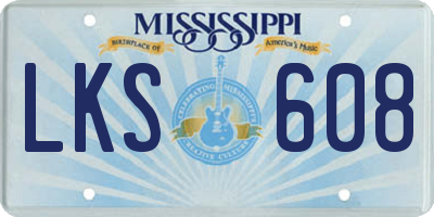 MS license plate LKS608