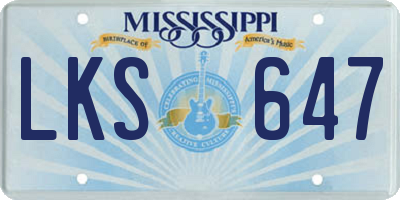 MS license plate LKS647